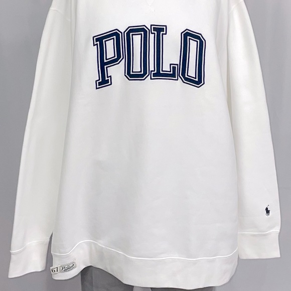 Polo Ralph Lauren White Blue Spellout Crewneck Pullover Sweatshirt New XLTall - Picture 5 of 9